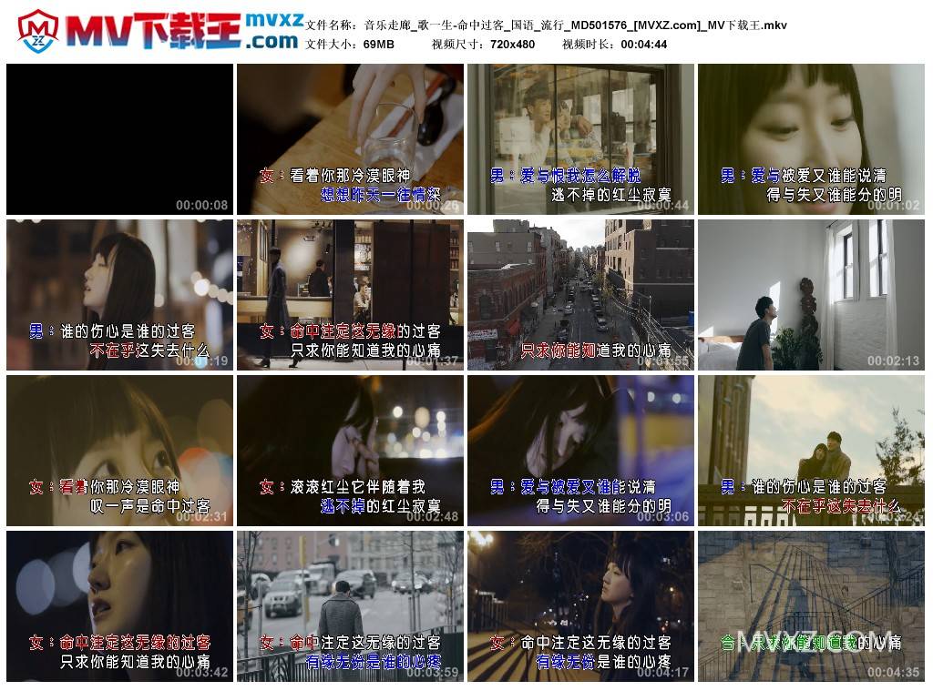 音乐走廊_歌一生-命中过客_国语_流行_MD501576